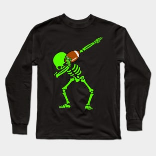 Halloween Dabbing Skeleton FOOTBALL T-Shirt Dab Hip Hop GLOW Long Sleeve T-Shirt